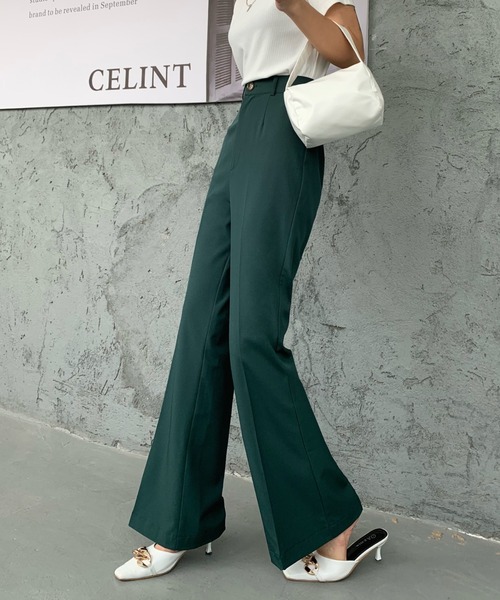 ABITOKYO（アビトーキョー）の「センタープレスセミフレアスラックス（スラックス・レディース・ブルーグレー/ブラック/ピンク/グレイッシュベージュ/モカ/ダークグリーン・M/L/S）」の11枚目の写真