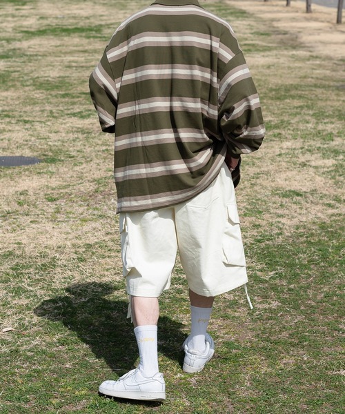 Perushu(ペルーシュ)の「レトロボーダーポロ(ポロシャツ・メンズ・オリーブ/ネイビー/ブラウン・MEDIUM/LARGE)」の15枚目の写真