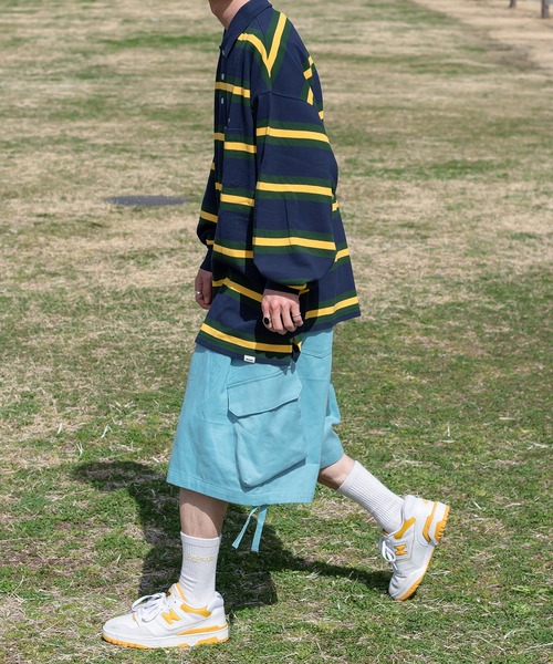 Perushu(ペルーシュ)の「レトロボーダーポロ(ポロシャツ・メンズ・オリーブ/ネイビー/ブラウン・MEDIUM/LARGE)」の22枚目の写真