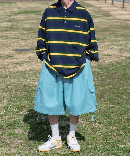Perushu(ペルーシュ)の「レトロボーダーポロ(ポロシャツ・メンズ・オリーブ/ネイビー/ブラウン・MEDIUM/LARGE)」の21枚目の写真