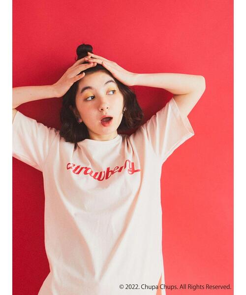 earth music&ecology（アースミュージックアンドエコロジー）の「ｃｈｕｐａ　ｃｈｕｐｓ　チュニックＴシャツ（チュニック・レディース・パープル/ブラウン/ピンク/イエロー/グリーン/アイボリー・FREE）」の6枚目の写真