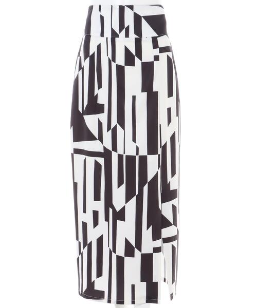 MLI'A（エムリア）の「ジオメ柄フロントスリットナロースカート（スカート・レディース・ホワイト×ブラック/ブラウン・FREE）」の3枚目の写真