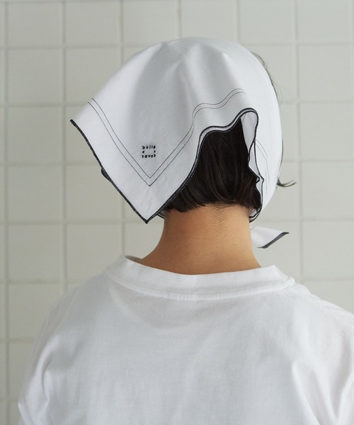 bulle de savon(ビュルデサボン)の「●handkerchief scarf(ストール/ショール・レディース・ホワイト/ブラック・FREE)」の2枚目の写真