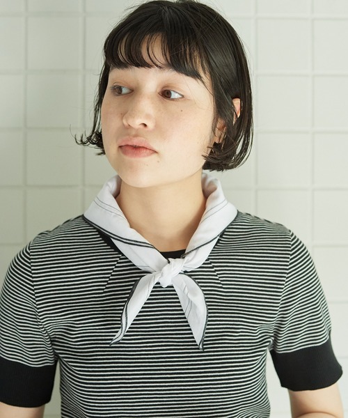 bulle de savon(ビュルデサボン)の「●handkerchief scarf(ストール/ショール・レディース・ホワイト/ブラック・FREE)」の5枚目の写真