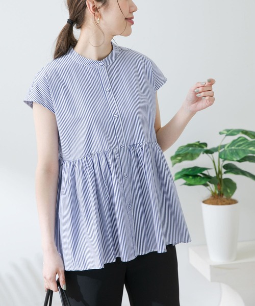 URBAN RESEARCH Sonny Label（アーバンリサーチサニーレーベル）の「『WEB/一部店舗限定』ペプラムギャザーブラウス（シャツ/ブラウス・レディース・グレー/ホワイト/ブルー/ブラック・FREE）」の4枚目の写真