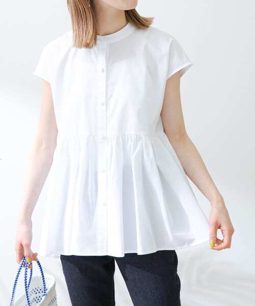 URBAN RESEARCH Sonny Label（アーバンリサーチサニーレーベル）の「『WEB/一部店舗限定』ペプラムギャザーブラウス（シャツ/ブラウス・レディース・グレー/ホワイト/ブルー/ブラック・FREE）」の14枚目の写真