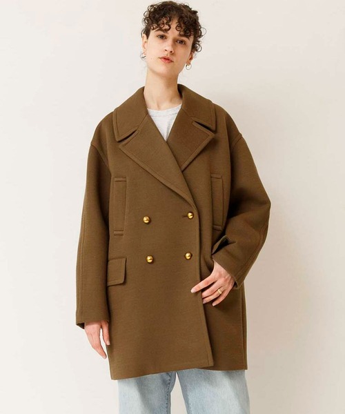 Johnbull（ジョンブル）の「ツイルダンボールニットピーコート（ピーコート・レディース・ネイビー/オリーブ・FREE）」の7枚目の写真