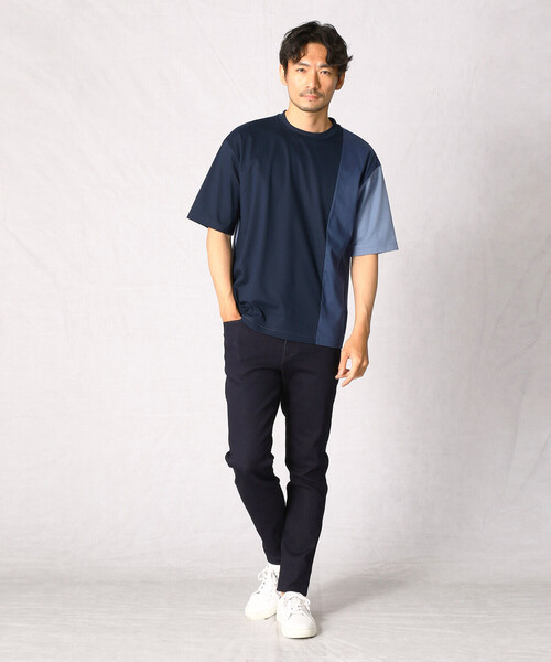 COMME CA MEN（コムサメン）の「カラーパネルT（Tシャツ/カットソー・メンズ・ネイビー/ブラック/オレンジ・L/M）」の4枚目の写真