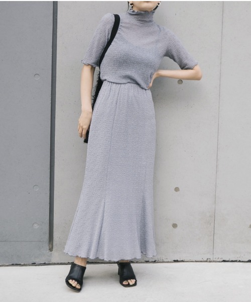 kaene(カエン)の「シュリンクレースセットアップ(ドレス・レディース・ブラック/サックスブルー・1/2)」の2枚目の写真