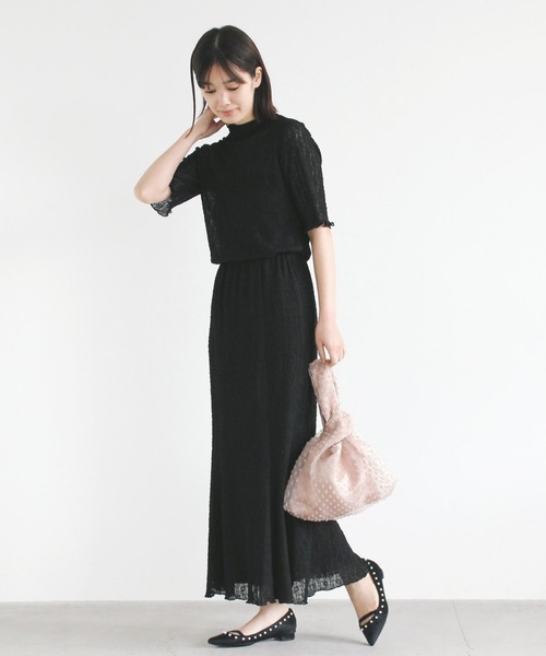 kaene(カエン)の「シュリンクレースセットアップ(ドレス・レディース・ブラック/サックスブルー・1/2)」の15枚目の写真