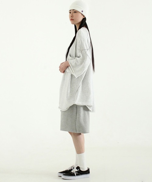 NO NEED(ノーニード)の「ワイドシルエット裏毛ショートパンツ ワイドパンツ/スウェットパンツ/イージーパンツ/(スウェットパンツ・メンズ・ブラック/グレー・フリ-)」の3枚目の写真