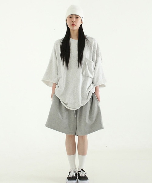 NO NEED(ノーニード)の「ワイドシルエット裏毛ショートパンツ ワイドパンツ/スウェットパンツ/イージーパンツ/(スウェットパンツ・メンズ・ブラック/グレー・フリ-)」の5枚目の写真