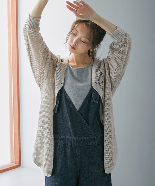 Fashion Letter（ファッションレター）の「[M-5L] メッシュニット2wayカーディガン（ニット/セーター・レディース・ライトグレー/ブラック/杢グレー・M～Ｌ/4L～5L/LL～3L）」の20枚目の写真