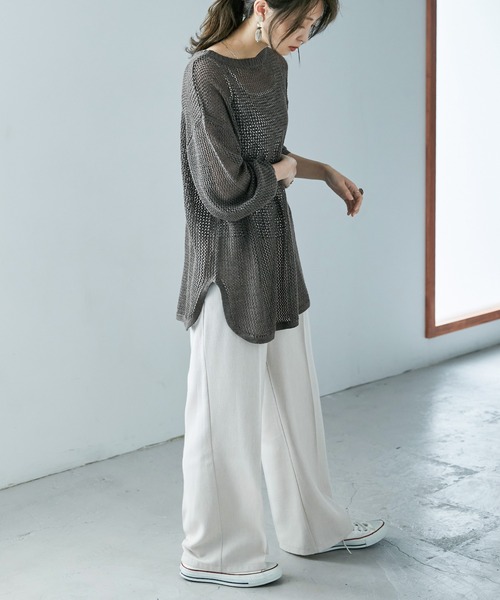 Fashion Letter（ファッションレター）の「[M-5L] メッシュニット2wayカーディガン（ニット/セーター・レディース・ライトグレー/ブラック/杢グレー・M～Ｌ/4L～5L/LL～3L）」の17枚目の写真