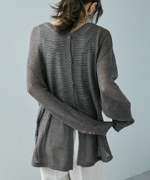 Fashion Letter（ファッションレター）の「[M-5L] メッシュニット2wayカーディガン（ニット/セーター・レディース・ライトグレー/ブラック/杢グレー・M～Ｌ/4L～5L/LL～3L）」の9枚目の写真