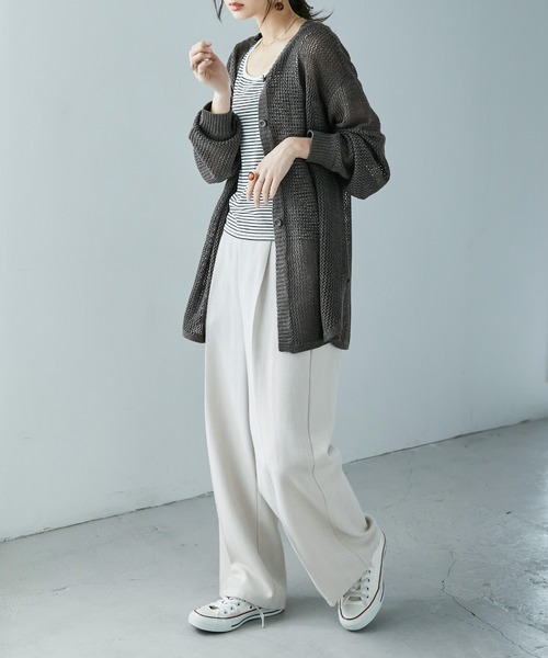 Fashion Letter（ファッションレター）の「[M-5L] メッシュニット2wayカーディガン（ニット/セーター・レディース・ライトグレー/ブラック/杢グレー・M～Ｌ/4L～5L/LL～3L）」の21枚目の写真