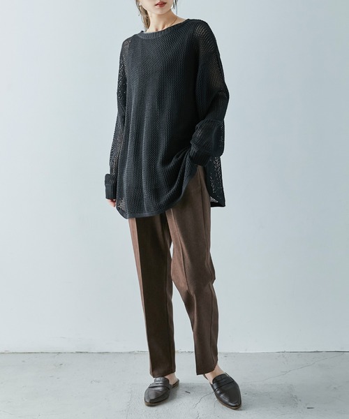 Fashion Letter（ファッションレター）の「[M-5L] メッシュニット2wayカーディガン（ニット/セーター・レディース・ライトグレー/ブラック/杢グレー・M～Ｌ/4L～5L/LL～3L）」の18枚目の写真