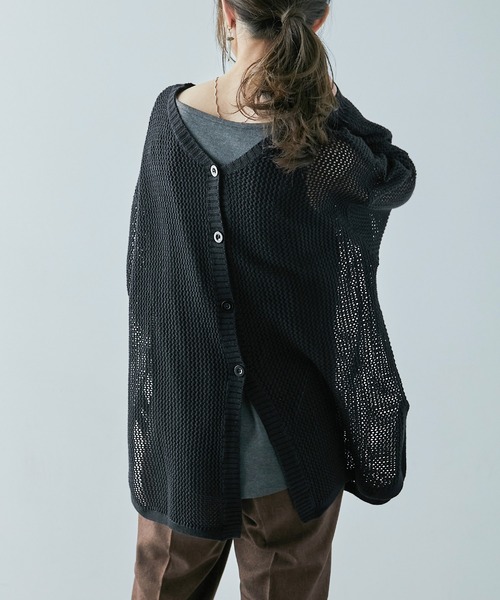 Fashion Letter（ファッションレター）の「[M-5L] メッシュニット2wayカーディガン（ニット/セーター・レディース・ライトグレー/ブラック/杢グレー・M～Ｌ/4L～5L/LL～3L）」の6枚目の写真
