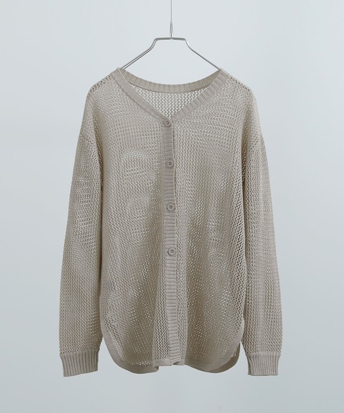 Fashion Letter（ファッションレター）の「[M-5L] メッシュニット2wayカーディガン（ニット/セーター・レディース・ライトグレー/ブラック/杢グレー・M～Ｌ/4L～5L/LL～3L）」の7枚目の写真