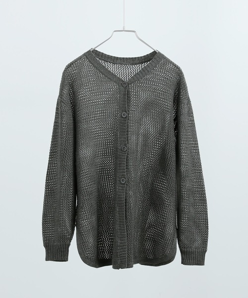 Fashion Letter（ファッションレター）の「[M-5L] メッシュニット2wayカーディガン（ニット/セーター・レディース・ライトグレー/ブラック/杢グレー・M～Ｌ/4L～5L/LL～3L）」の11枚目の写真