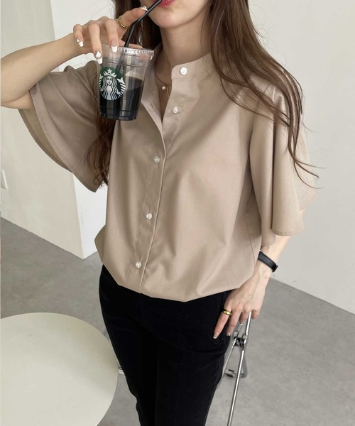 GeeRA(ジーラ)の「無地/ストライプ フレアー袖バンドカラーシャツブラウス(シャツ/ブラウス・レディース・オフホワイト/ブラック系その他/ブルー系その他/ブラック/ベージュ/ネイビー・LARGE/MEDIUM/XX-LARGE/X-LARGE)」の21枚目の写真