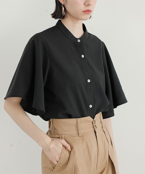 GeeRA(ジーラ)の「無地/ストライプ フレアー袖バンドカラーシャツブラウス(シャツ/ブラウス・レディース・オフホワイト/ブラック系その他/ブルー系その他/ブラック/ベージュ/ネイビー・LARGE/MEDIUM/XX-LARGE/X-LARGE)」の15枚目の写真