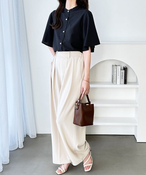 GeeRA(ジーラ)の「無地/ストライプ フレアー袖バンドカラーシャツブラウス(シャツ/ブラウス・レディース・オフホワイト/ブラック系その他/ブルー系その他/ブラック/ベージュ/ネイビー・LARGE/MEDIUM/XX-LARGE/X-LARGE)」の14枚目の写真