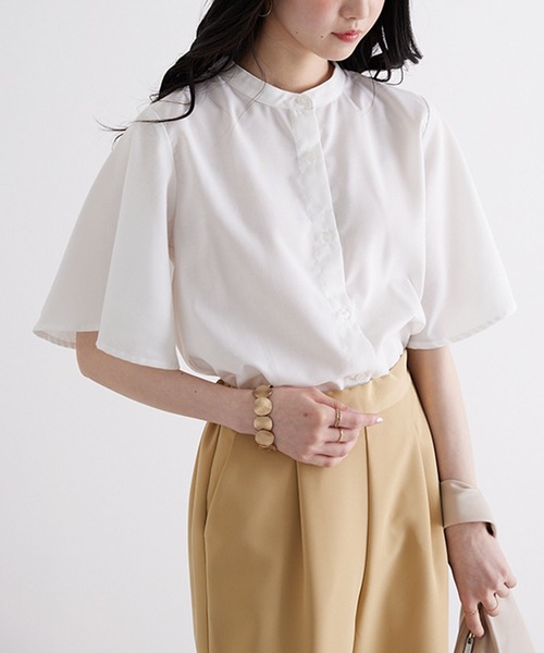 GeeRA(ジーラ)の「無地/ストライプ フレアー袖バンドカラーシャツブラウス(シャツ/ブラウス・レディース・オフホワイト/ブラック系その他/ブルー系その他/ブラック/ベージュ/ネイビー・LARGE/MEDIUM/XX-LARGE/X-LARGE)」の13枚目の写真