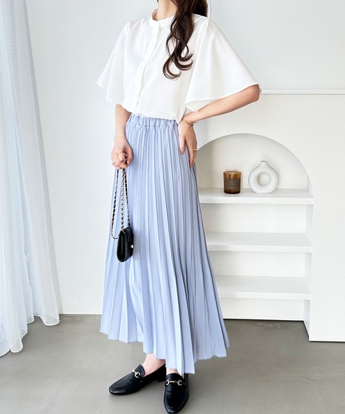 GeeRA(ジーラ)の「無地/ストライプ フレアー袖バンドカラーシャツブラウス(シャツ/ブラウス・レディース・オフホワイト/ブラック系その他/ブルー系その他/ブラック/ベージュ/ネイビー・LARGE/MEDIUM/XX-LARGE/X-LARGE)」の11枚目の写真