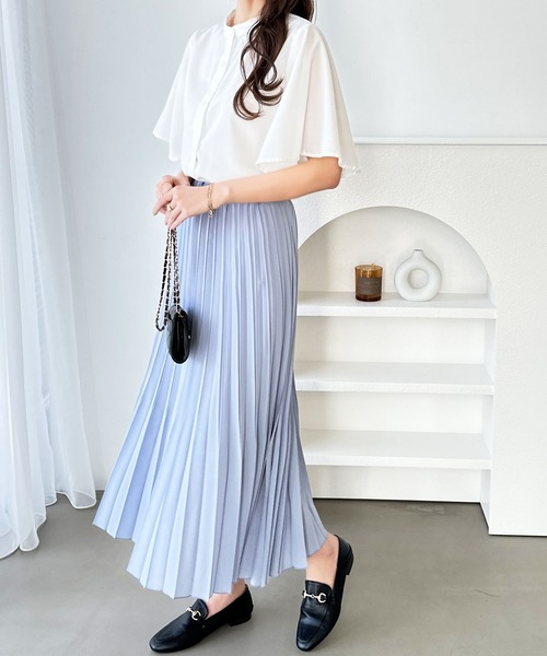 GeeRA(ジーラ)の「無地/ストライプ フレアー袖バンドカラーシャツブラウス(シャツ/ブラウス・レディース・オフホワイト/ブラック系その他/ブルー系その他/ブラック/ベージュ/ネイビー・LARGE/MEDIUM/XX-LARGE/X-LARGE)」の12枚目の写真