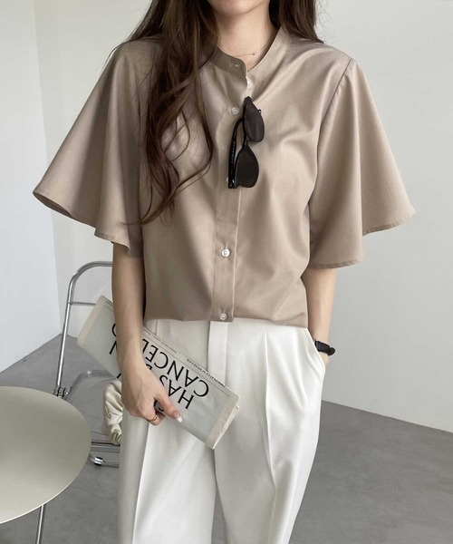 GeeRA(ジーラ)の「無地/ストライプ フレアー袖バンドカラーシャツブラウス(シャツ/ブラウス・レディース・オフホワイト/ブラック系その他/ブルー系その他/ブラック/ベージュ/ネイビー・LARGE/MEDIUM/XX-LARGE/X-LARGE)」の18枚目の写真