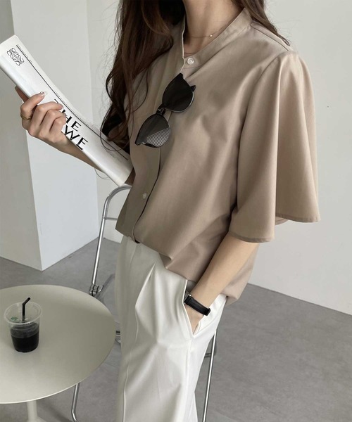 GeeRA(ジーラ)の「無地/ストライプ フレアー袖バンドカラーシャツブラウス(シャツ/ブラウス・レディース・オフホワイト/ブラック系その他/ブルー系その他/ブラック/ベージュ/ネイビー・LARGE/MEDIUM/XX-LARGE/X-LARGE)」の19枚目の写真