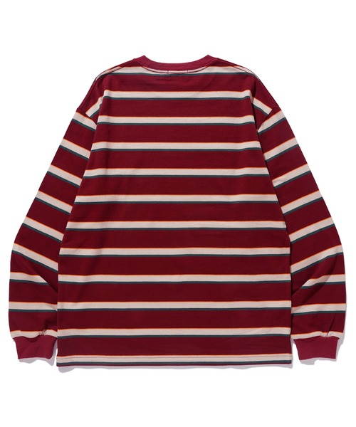 XLARGE（エクストララージ）の「EMBROIDERED STRIPED L/S TEE（Tシャツ/カットソー・メンズ・バーガンディー/ブラウン/パープル/ネイビー・L/XL/M/S）」の6枚目の写真