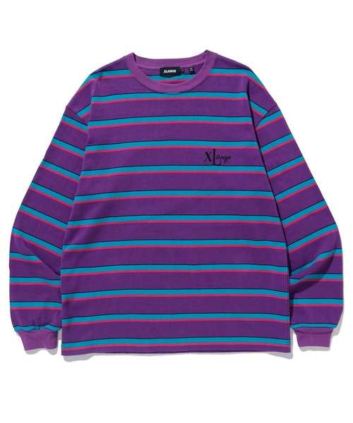 XLARGE（エクストララージ）の「EMBROIDERED STRIPED L/S TEE（Tシャツ/カットソー・メンズ・バーガンディー/ブラウン/パープル/ネイビー・L/XL/M/S）」の16枚目の写真