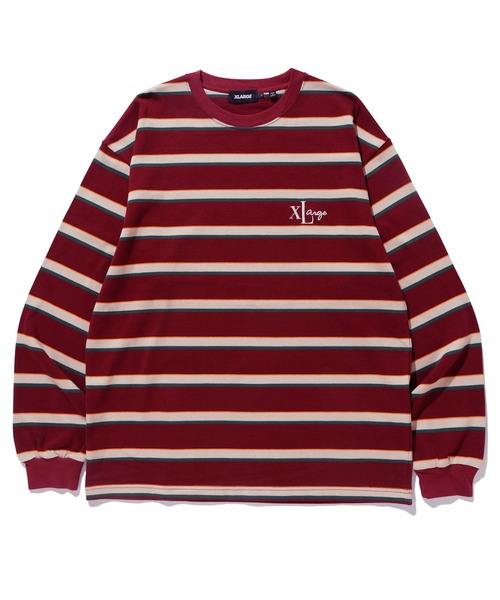 XLARGE（エクストララージ）の「EMBROIDERED STRIPED L/S TEE（Tシャツ/カットソー・メンズ・バーガンディー/ブラウン/パープル/ネイビー・L/XL/M/S）」の17枚目の写真