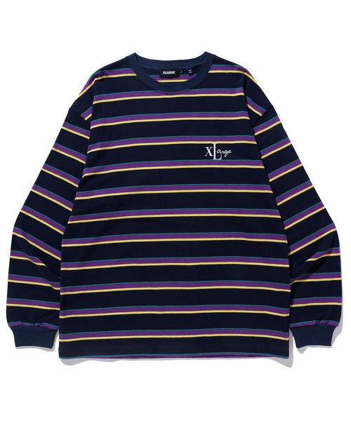 XLARGE（エクストララージ）の「EMBROIDERED STRIPED L/S TEE（Tシャツ/カットソー・メンズ・バーガンディー/ブラウン/パープル/ネイビー・L/XL/M/S）」の18枚目の写真