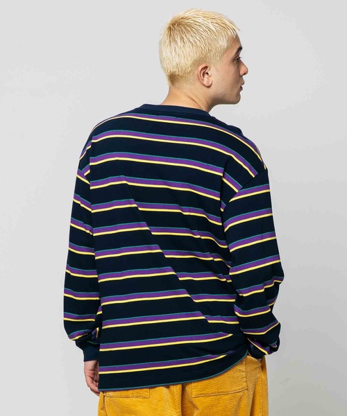 XLARGE（エクストララージ）の「EMBROIDERED STRIPED L/S TEE（Tシャツ/カットソー・メンズ・バーガンディー/ブラウン/パープル/ネイビー・L/XL/M/S）」の10枚目の写真
