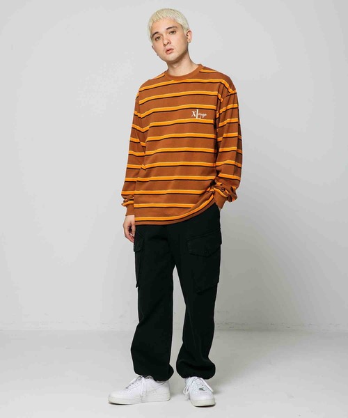 XLARGE（エクストララージ）の「EMBROIDERED STRIPED L/S TEE（Tシャツ/カットソー・メンズ・バーガンディー/ブラウン/パープル/ネイビー・L/XL/M/S）」の14枚目の写真