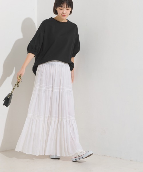 OMNES（オムネス）の「撥水加工タックボリューム半袖Tシャツ（Tシャツ/カットソー・レディース・ベージュ/ホワイト/ブラック/ピンク/ネイビー・FREE）」の20枚目の写真