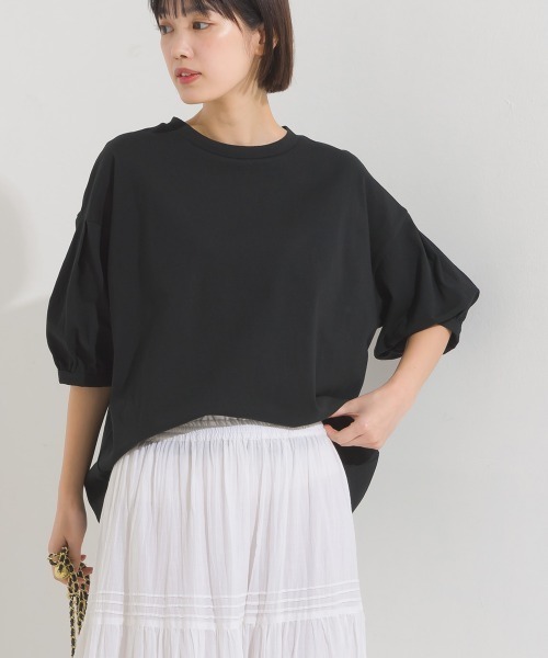 OMNES（オムネス）の「撥水加工タックボリューム半袖Tシャツ（Tシャツ/カットソー・レディース・ベージュ/ホワイト/ブラック/ピンク/ネイビー・FREE）」の22枚目の写真