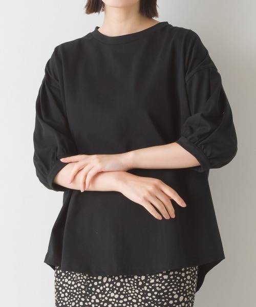 撥水加工タックボリューム半袖Tシャツ