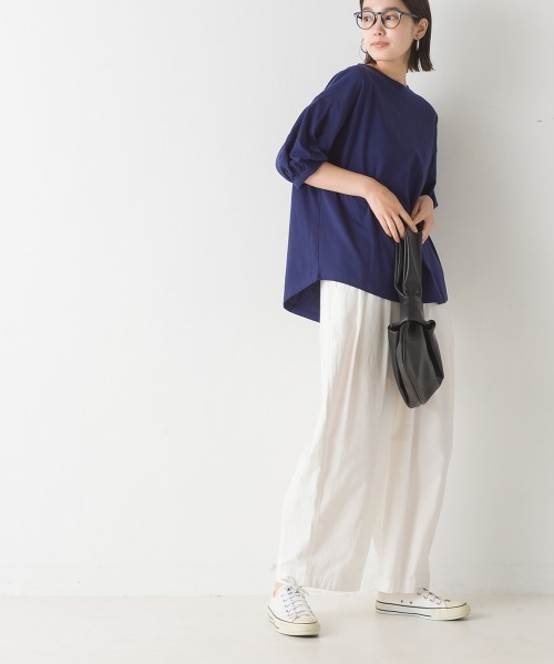 OMNES（オムネス）の「撥水加工タックボリューム半袖Tシャツ（Tシャツ/カットソー・レディース・ベージュ/ホワイト/ブラック/ピンク/ネイビー・FREE）」の11枚目の写真