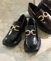 VIVIAN | 2022年秋新作 厚底ワイドスクエアトゥビット付きローファー ZOZOTOWN+オフィシャルサイト限定商品(ローファー)