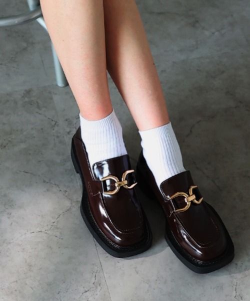 VIVIAN(ヴィヴィアン)の「厚底ワイドスクエアトゥビット付きローファー ZOZOTOWN+オフィシャルサイト限定商品(ローファー・レディース・ブラック/ダークブラウン・LL/S/M/L)」の8枚目の写真