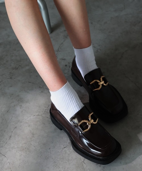 VIVIAN(ヴィヴィアン)の「厚底ワイドスクエアトゥビット付きローファー ZOZOTOWN+オフィシャルサイト限定商品(ローファー・レディース・ブラック/ダークブラウン・LL/S/M/L)」の12枚目の写真