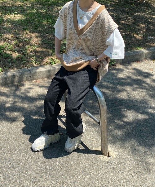 PairPair（ペアペア）の「ジャガードベスト(ユニセックス)（ベスト・レディース・ブラック/ベージュ/グレー・MEDIUM/LARGE）」の17枚目の写真