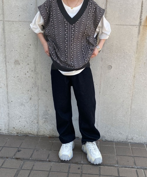 PairPair（ペアペア）の「ジャガードベスト(ユニセックス)（ベスト・レディース・ブラック/ベージュ/グレー・MEDIUM/LARGE）」の10枚目の写真