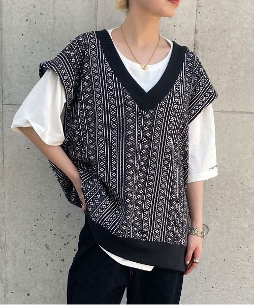 PairPair（ペアペア）の「ジャガードベスト(ユニセックス)（ベスト・レディース・ブラック/ベージュ/グレー・MEDIUM/LARGE）」の21枚目の写真