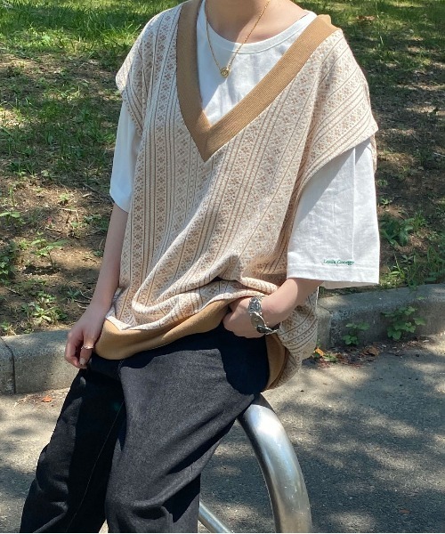 PairPair（ペアペア）の「ジャガードベスト(ユニセックス)（ベスト・レディース・ブラック/ベージュ/グレー・MEDIUM/LARGE）」の19枚目の写真