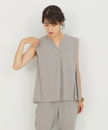 abahouse mavie | ﾄﾞﾗｲﾀｯﾁ袖ﾀｯｸﾉｰｽﾘｰﾌﾞBL(シャツ/ブラウス)